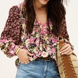 Misa Los Angeles Pink and Purple Floral Blouse